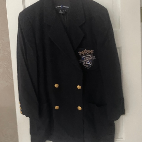 Escada Sport 42 Navy Blazer coat crest 12 - Picture 5 of 15